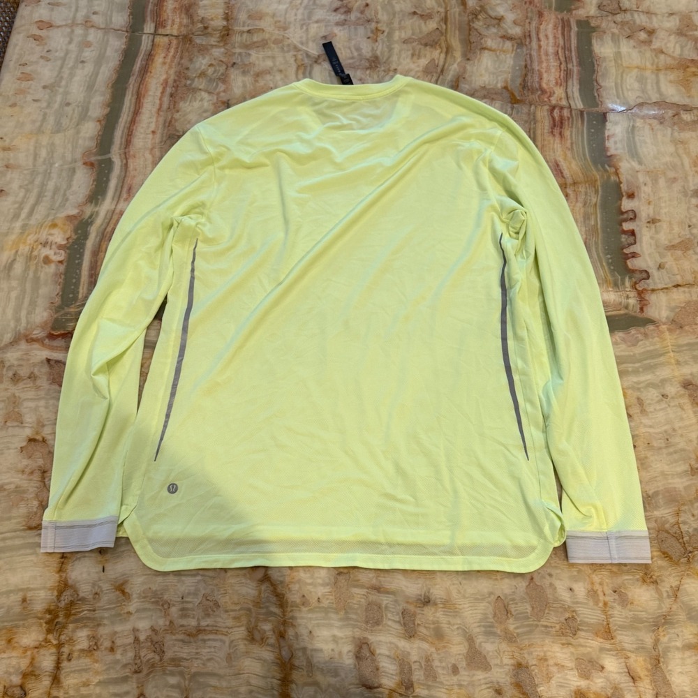 Lululemon Fast Free Mens Reflective Stripe Top Faded Zap Neon Long Sleeve Size L - Picture 2 of 5
